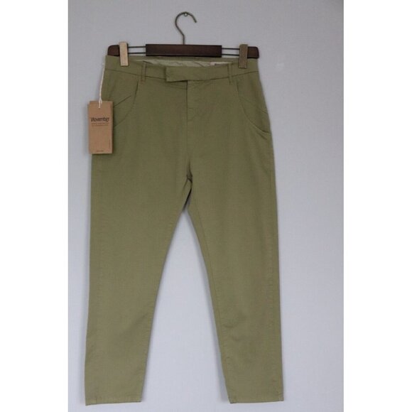 Novemb3r Womens Size 28 x 34 Green Mairi Pant Khaki Cotton Slash Pocket NWT $280 - Picture 1 of 9